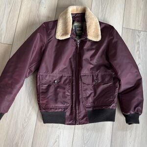 Golden Bear x Todd Snyder Burgundy Bomber Jacket with Removable Shearling Collar